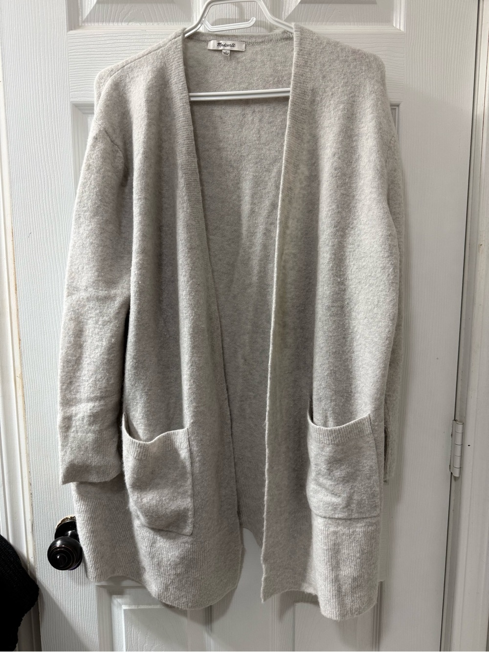Madewell Light Gray Open-Front Pocket Cardigan